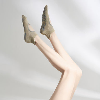 Plusock Pilates Non Slip Grip Socks(2 Pairs) - Khaki - EU35-41(US2-7.5) - image 9