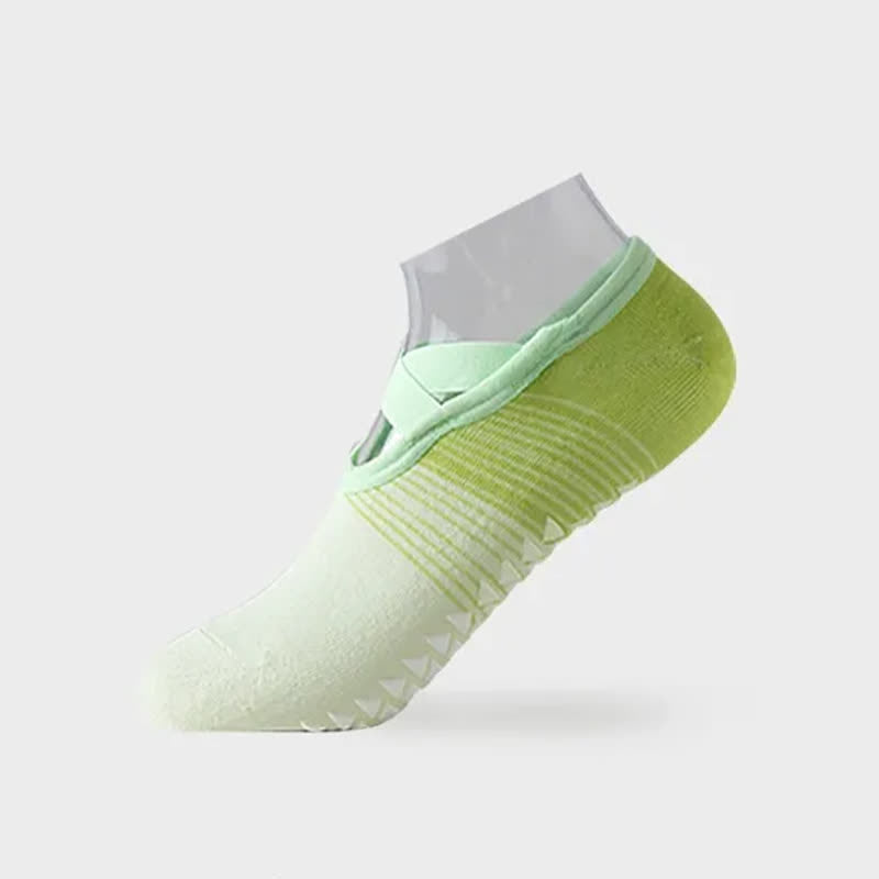 Plusock Cross Strap Yoga Grip Socks(6 Pairs) - Green - EU35-42(US2-8.5) - image 10