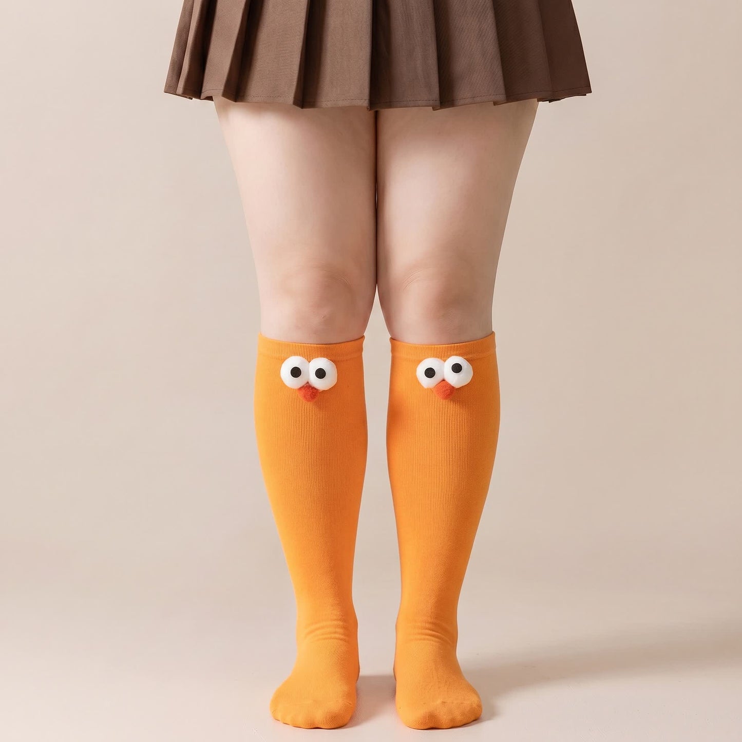 Plusock Cute Animal Knee High Socks(4 Pairs) - Orange - EU34-40(US1-7) - image 2