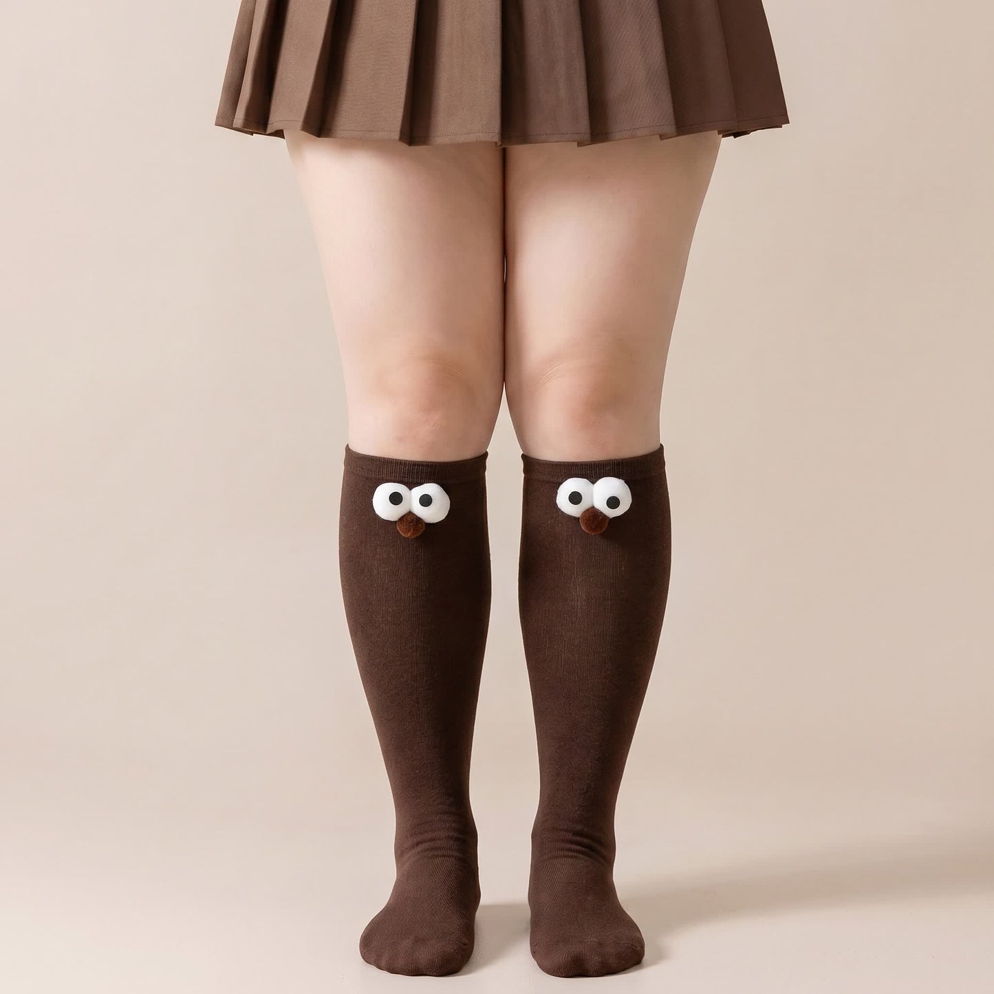 Plusock Cute Animal Knee High Socks(4 Pairs) - Coffee - EU34-40(US1-7) - image 1