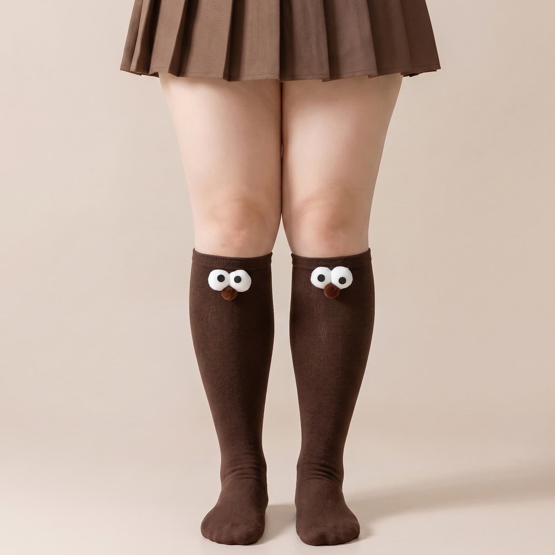 Plusock Cute Animal Knee High Socks(4 Pairs) - Coffee - EU34-40(US1-7) - image 1