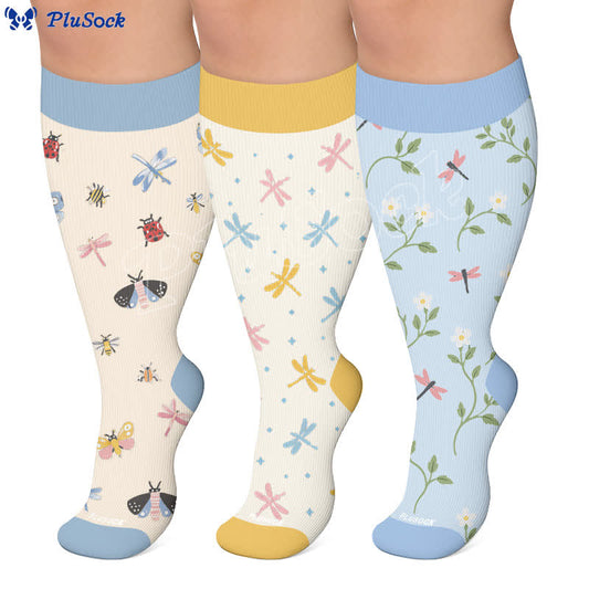 Plusock Plus Size Pastel Garden Compression Socks - image 0