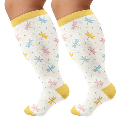 Plusock Plus Size Pastel Garden Compression Socks - Beige(1 Pair) - 4XL - image 10