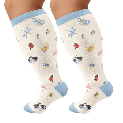 Plusock Plus Size Pastel Garden Compression Socks - Apricot(1 Pair) - 4XL - image 9