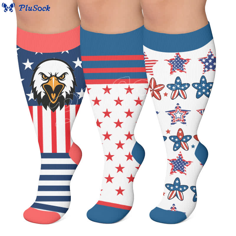 Plusock Plus Size Retro Patriotic Compression Socks - image 0