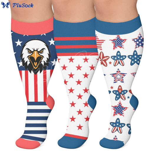 Plusock Plus Size Retro Patriotic Compression Socks - image 0