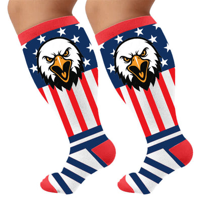 Plusock Plus Size Retro Patriotic Compression Socks - Pink(1 Pair) - 4XL - image 8