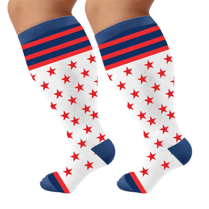Plusock Plus Size Retro Patriotic Compression Socks - Blue(1 Pair) - 4XL - image 9