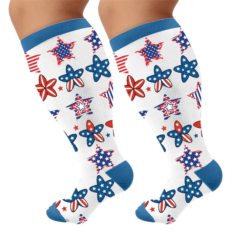 Plusock Plus Size Retro Patriotic Compression Socks - White(1 Pair) - 4XL - image 10