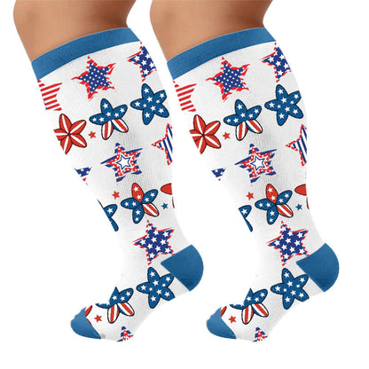 Plusock Plus Size Retro Patriotic Compression Socks - White(1 Pair) - 4XL - image 10