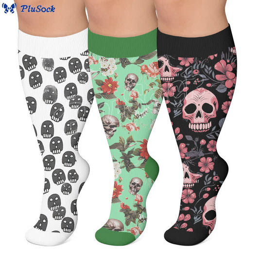 Plusock Plus Size Mixed Skull Compression Socks - image 0
