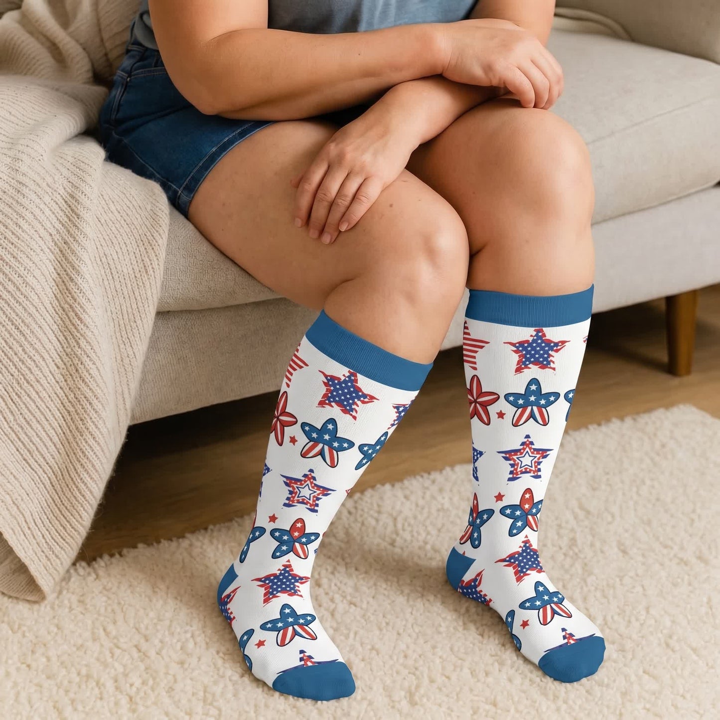 Plusock Plus Size Retro Patriotic Compression Socks - image 3