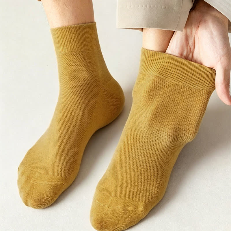 Plusock Cotton Breathable Quarter Socks(6 Pairs) - Yellow - EU45-50(US11-15) - image 6
