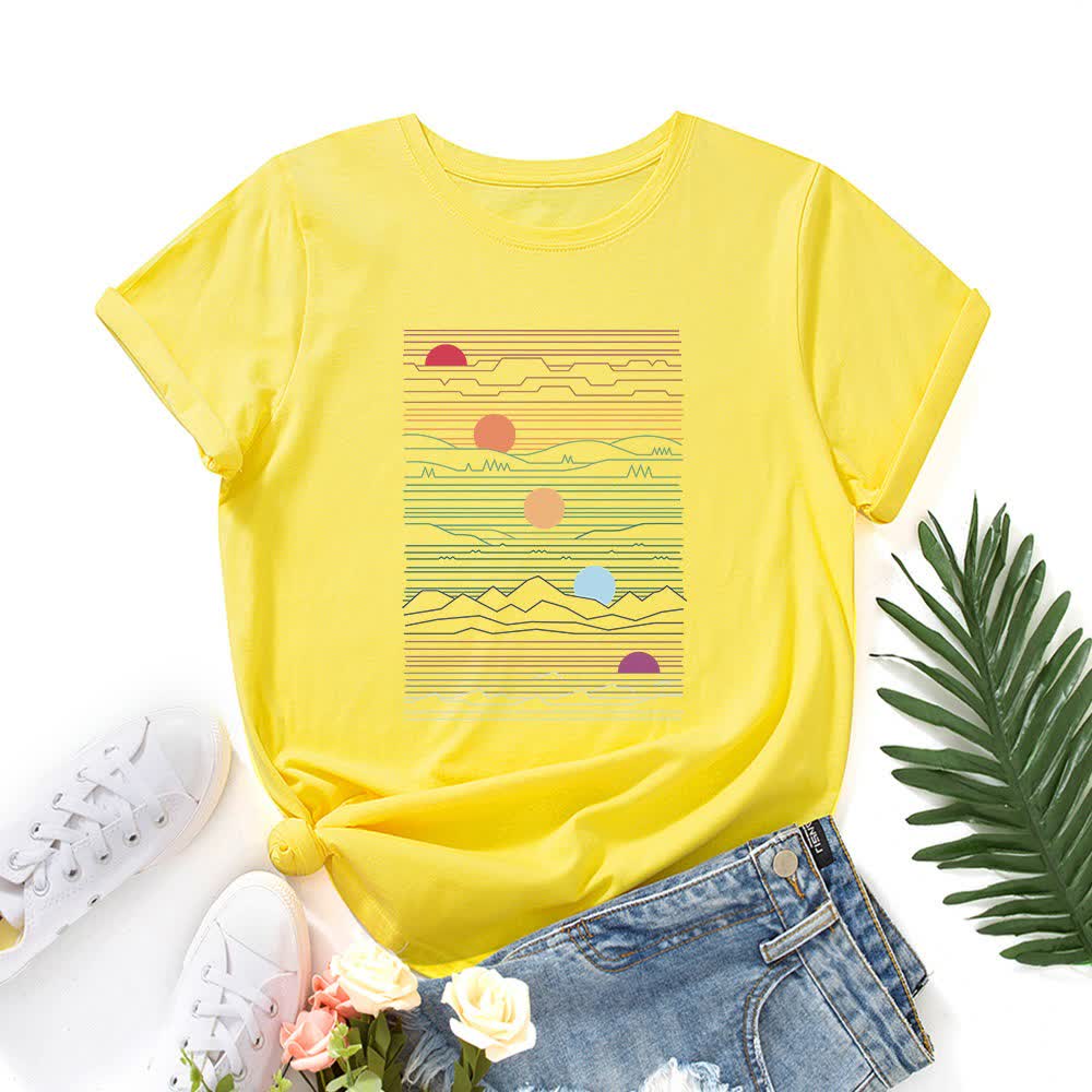 Plusock Plus Size Sunset Print T-shirt - Yellow - 5XL - image 11