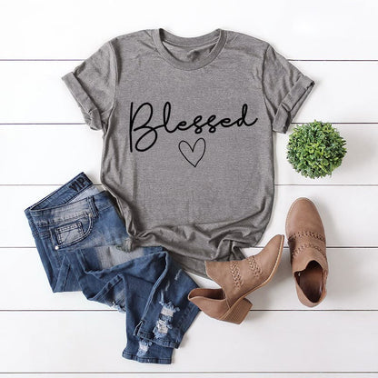 Plusock Plus Size Blessed Heart Shape T-shirt - Dark Grey - 5XL - image 10