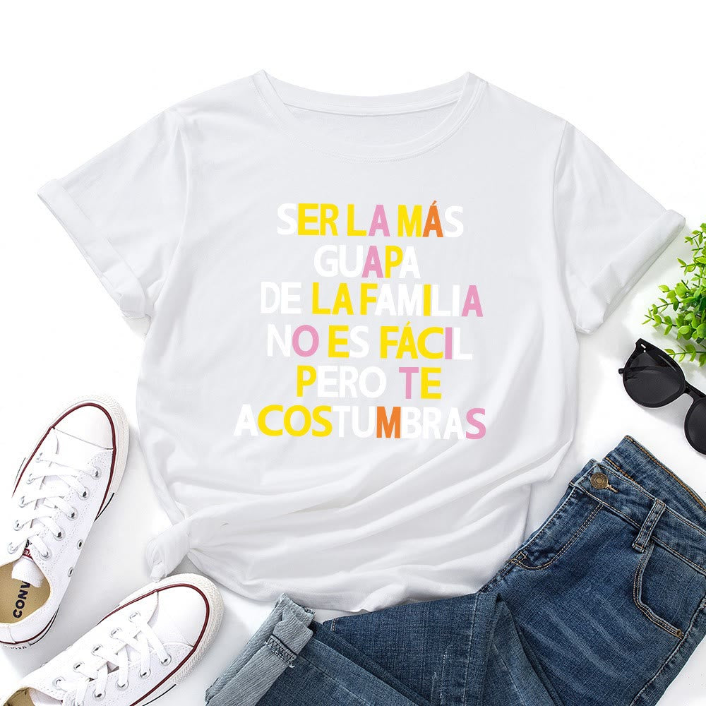 Plusock Plus Size Creative Letter Print T-shirt - White - 5XL - image 3