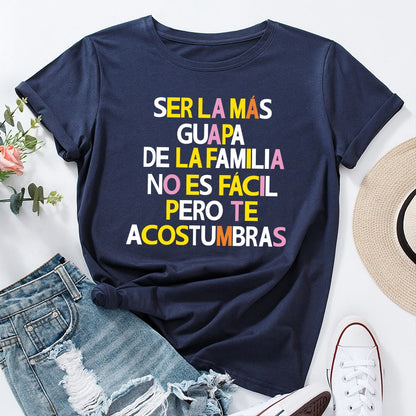 Plusock Plus Size Creative Letter Print T-shirt - Navy Blue - 5XL - image 8