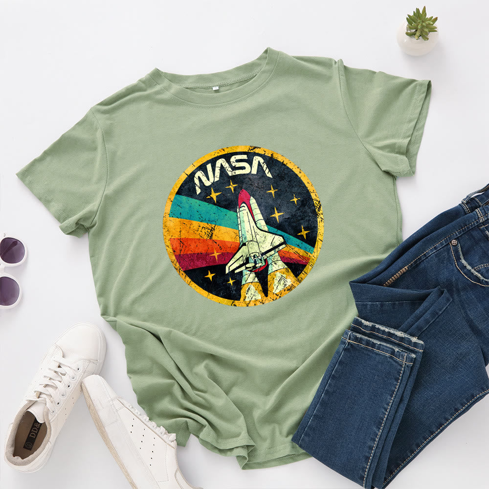 Plusock Plus Size Rocket Print T-shirt - Olive Green - 5XL - image 3