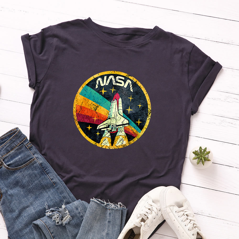 Plusock Plus Size Rocket Print T-shirt - Navy Blue - 5XL - image 5