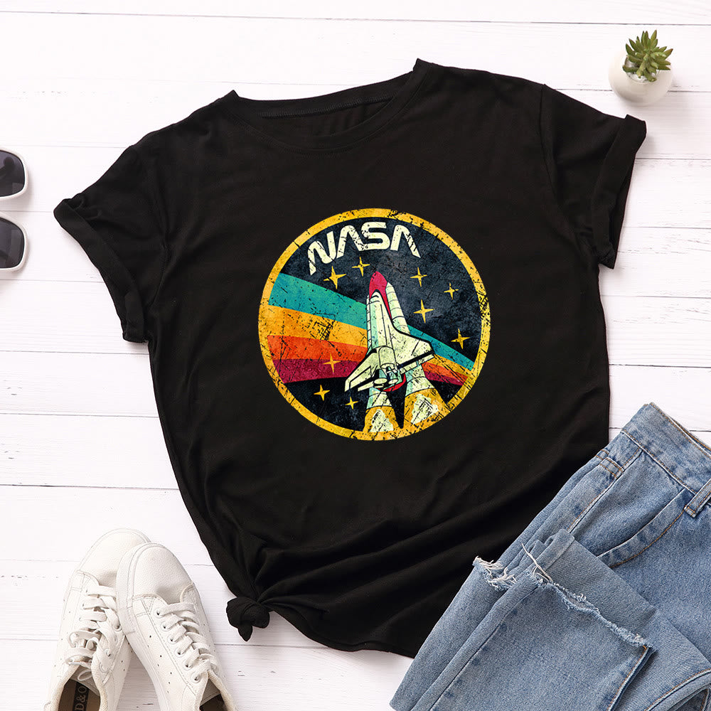 Plusock Plus Size Rocket Print T-shirt - Black - 5XL - image 1