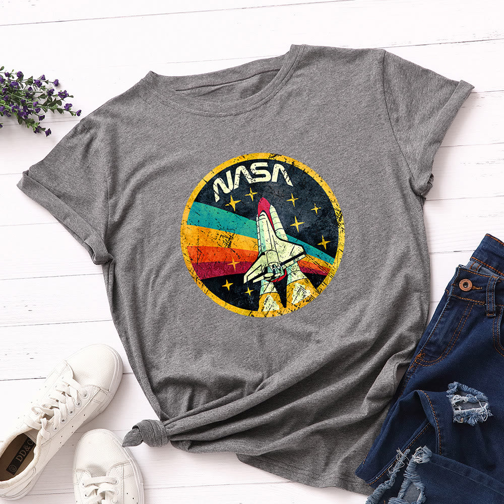 Plusock Plus Size Rocket Print T-shirt - Dark Grey - 5XL - image 11