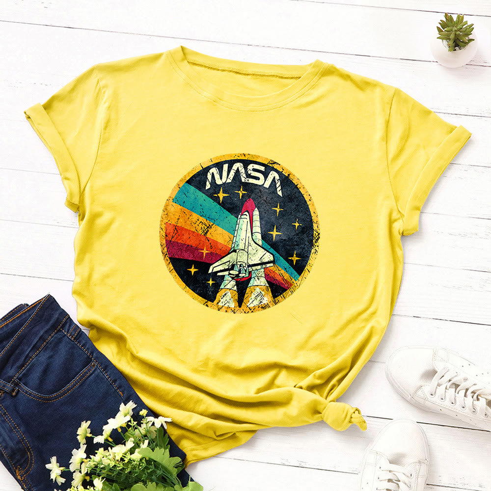 Plusock Plus Size Rocket Print T-shirt - Yellow - 5XL - image 6