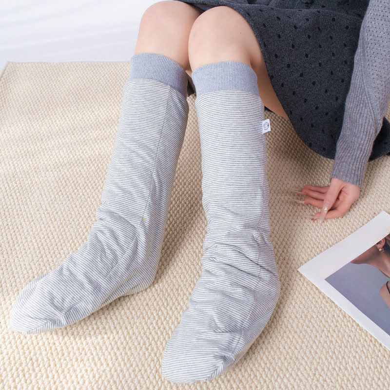 Plusock Cotton Stripe Cozy Sleep Socks - Grey - EU35-46(US2-12) - image 2