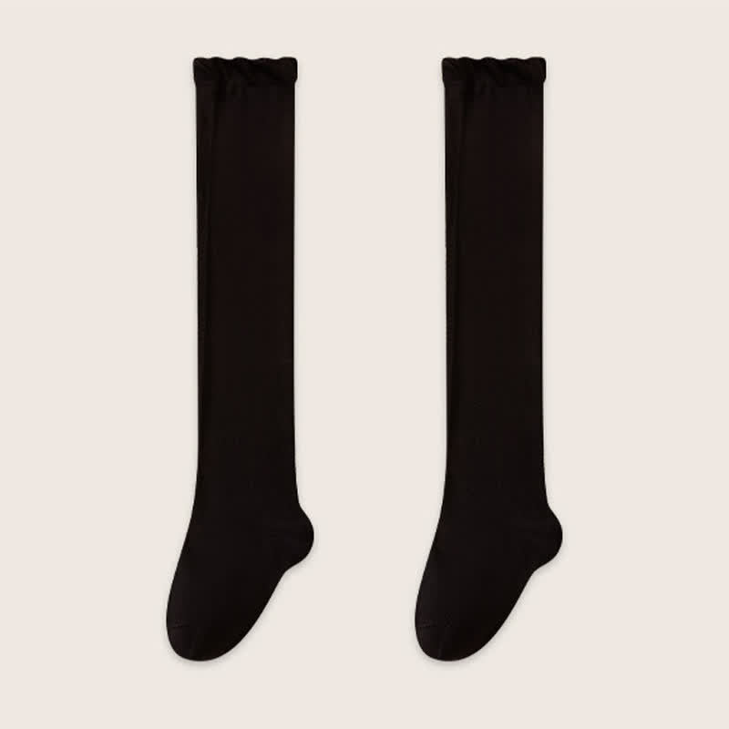 Plusock Cozy Solid Cotton Thigh High Sleep Socks(2 Pairs) - Black - EU39-45(US6-11) - image 5