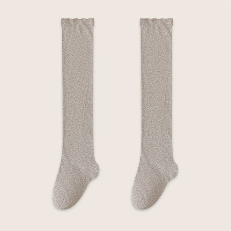 Plusock Cozy Solid Cotton Thigh High Sleep Socks(2 Pairs) - Light Gray - EU39-45(US6-11) - image 8