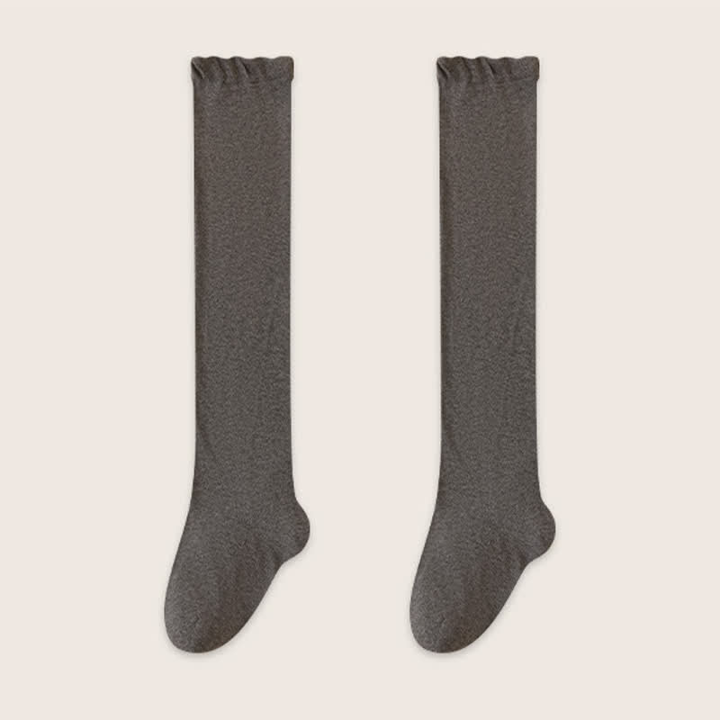 Plusock Cozy Solid Cotton Thigh High Sleep Socks(2 Pairs) - Dark Grey - EU39-45(US6-11) - image 9