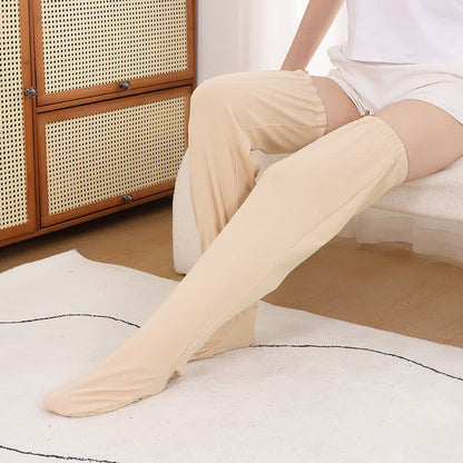 Plusock Minimal Ribbed Overknee Sleep Socks - Nude - L - image 2