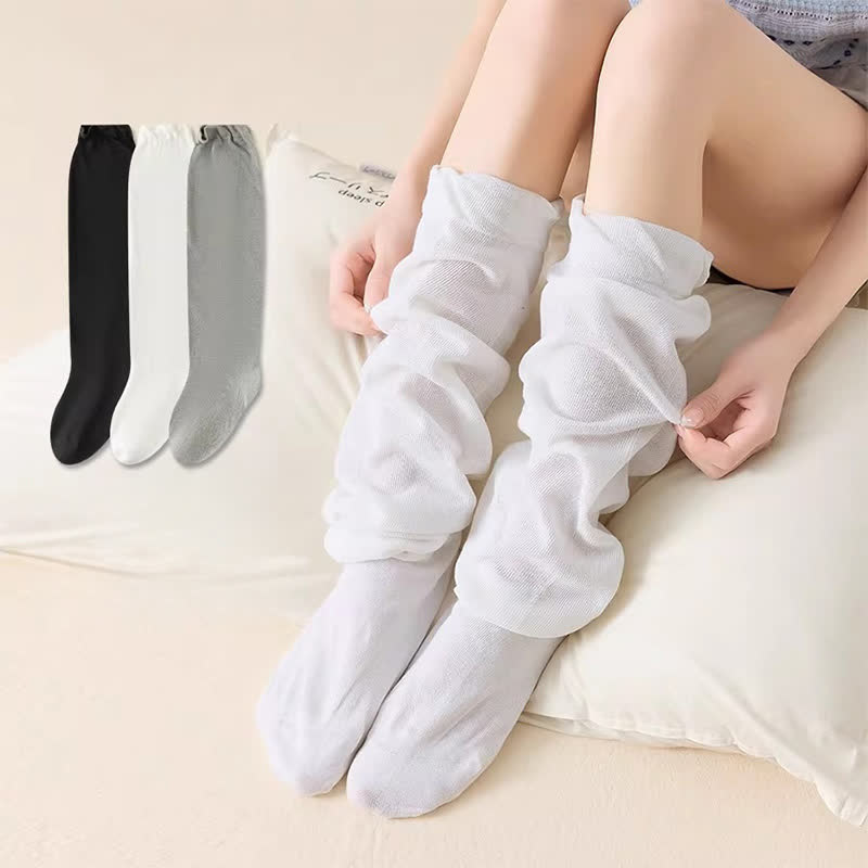 Plusock Slouchy Mesh Knit Sleep Socks(2 Pairs) - White+Black - EU35-39(US2-6) - image 0