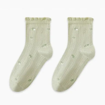 Plusock Pure Cotton Floral Sleep Socks(3 Pairs) - Green - EU35-39(US2-6) - image 8