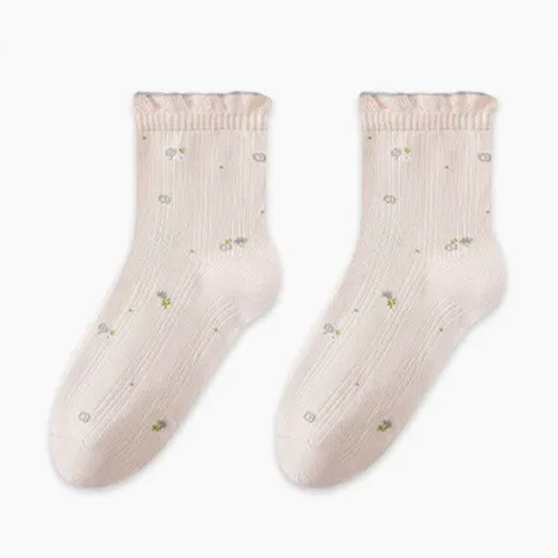 Plusock Pure Cotton Floral Sleep Socks(3 Pairs) - Pink - EU35-39(US2-6) - image 5
