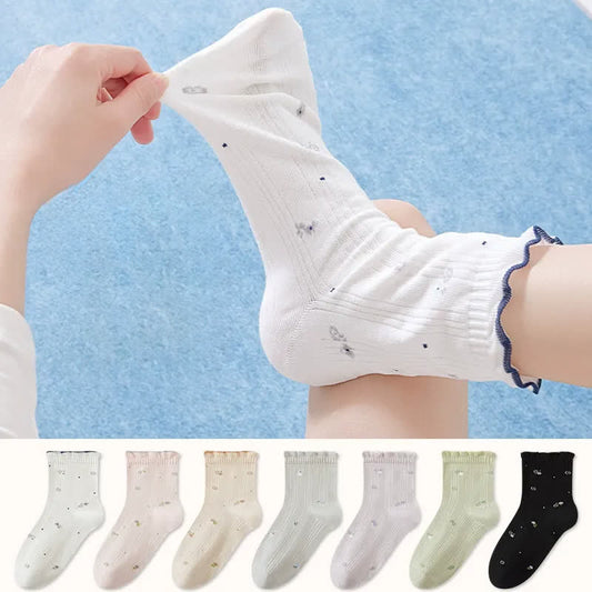 Plusock Pure Cotton Floral Sleep Socks(3 Pairs) - image 0