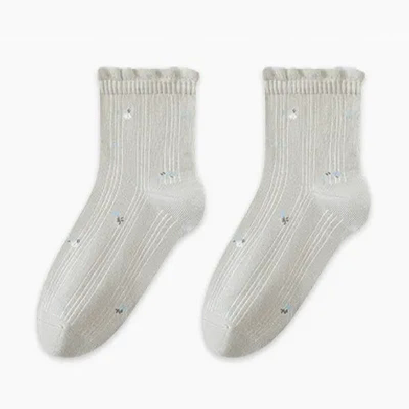 Plusock Pure Cotton Floral Sleep Socks(3 Pairs) - Grey - EU35-39(US2-6) - image 6