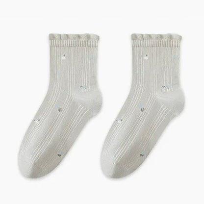 Plusock Pure Cotton Floral Sleep Socks(3 Pairs) - Grey - EU35-39(US2-6) - image 6