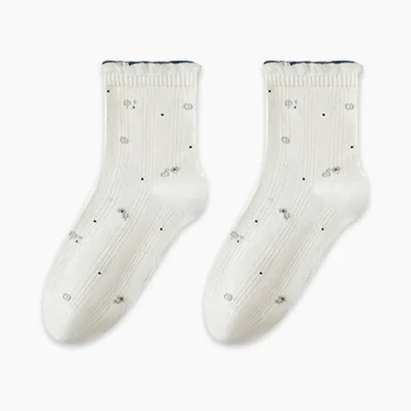 Plusock Pure Cotton Floral Sleep Socks(3 Pairs) - Beige - EU35-39(US2-6) - image 9