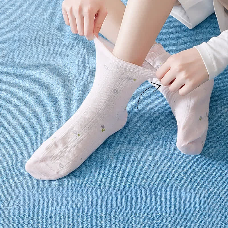 Plusock Pure Cotton Floral Sleep Socks(3 Pairs) - image 1
