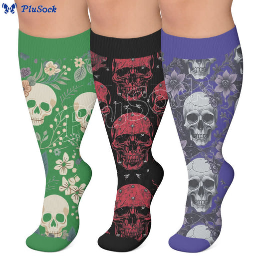 Plusock Plus Size Skull Vine Compression Socks - image 0