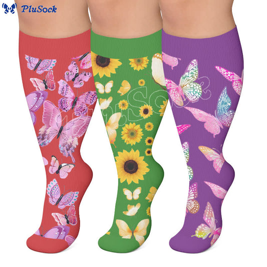 Plusock Plus Size Butterfly Bloom Compression Socks - image 0