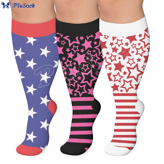 Plusock Plus Size Star Stripe Compression Socks - image 0