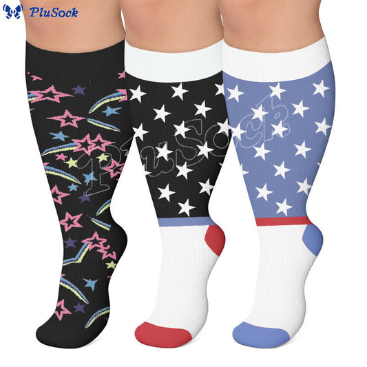 Plusock Plus Size Starry Mix Compression Socks - image 0