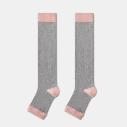 Plusock Colorblock Open Toe Compression Socks (4 Pairs) - Light Gray - EU36-40(US3-7) - image 2