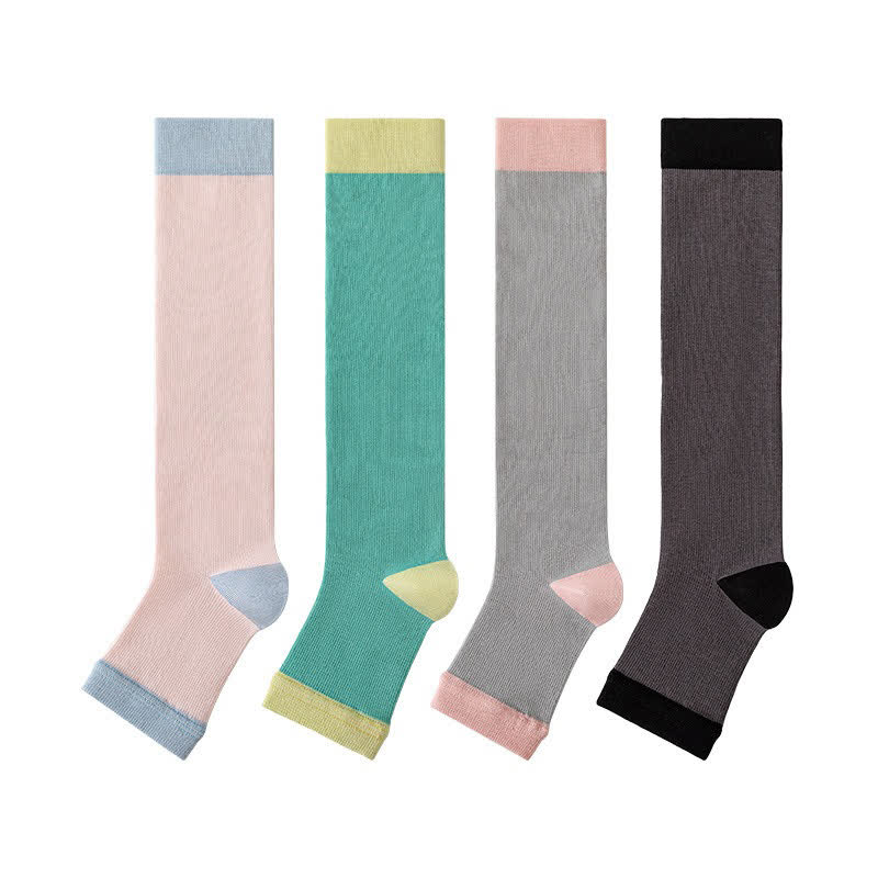 Plusock Colorblock Open Toe Compression Socks (4 Pairs) - Multicolor - EU36-40(US3-7) - image 6