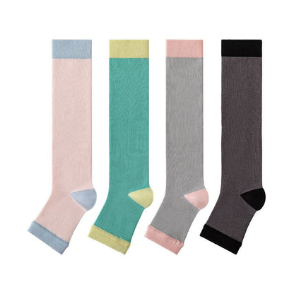 Plusock Colorblock Open Toe Compression Socks (4 Pairs) - Multicolor - EU36-40(US3-7) - image 6