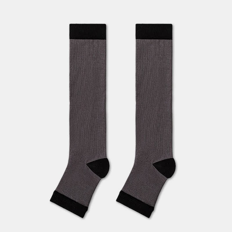 Plusock Colorblock Open Toe Compression Socks (4 Pairs) - Dark Grey - EU36-40(US3-7) - image 5