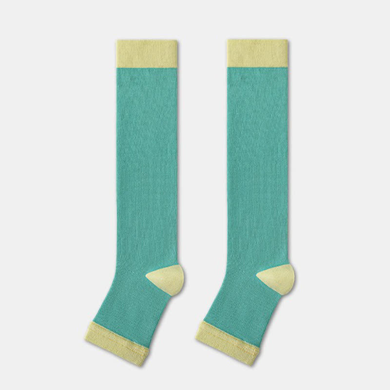 Plusock Colorblock Open Toe Compression Socks (4 Pairs) - Green - EU36-40(US3-7) - image 4