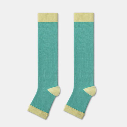 Plusock Colorblock Open Toe Compression Socks (4 Pairs) - Green - EU36-40(US3-7) - image 4