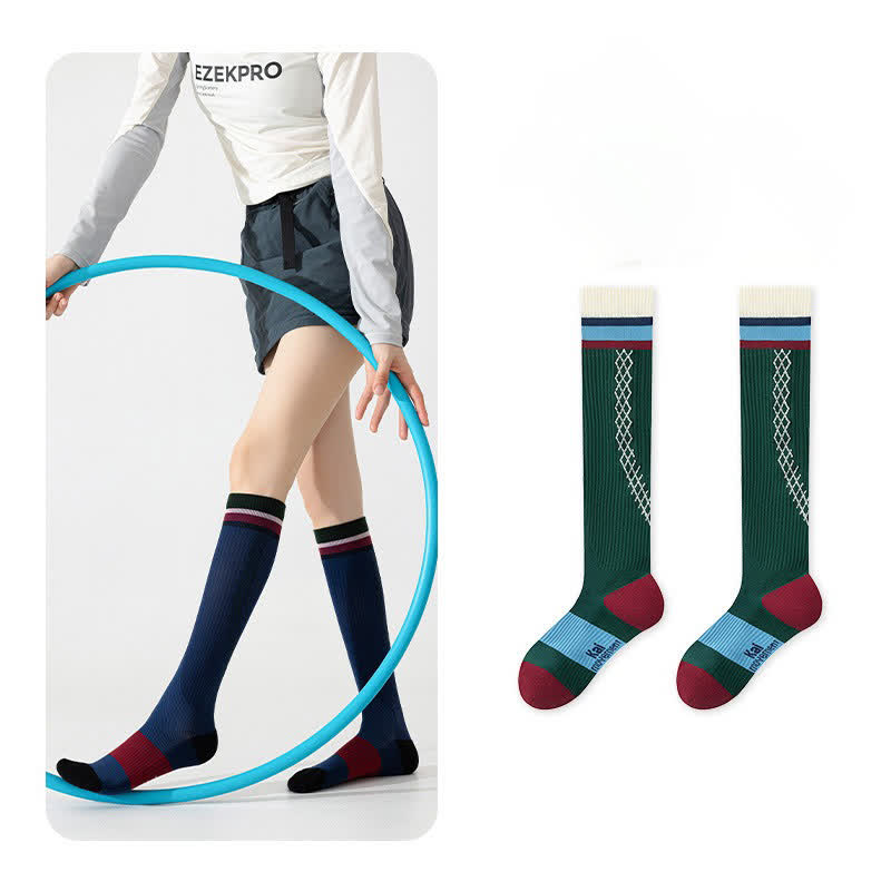 Plusock Ribbed Compression Socks(3 Pairs) - Green - EU36-40(US3-7) - image 7